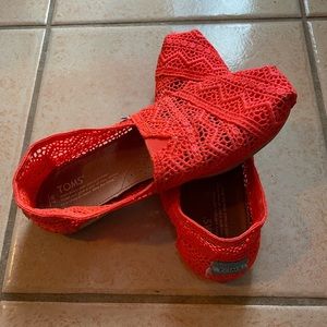 TOMS Orange Moroccan Crochet Shoes